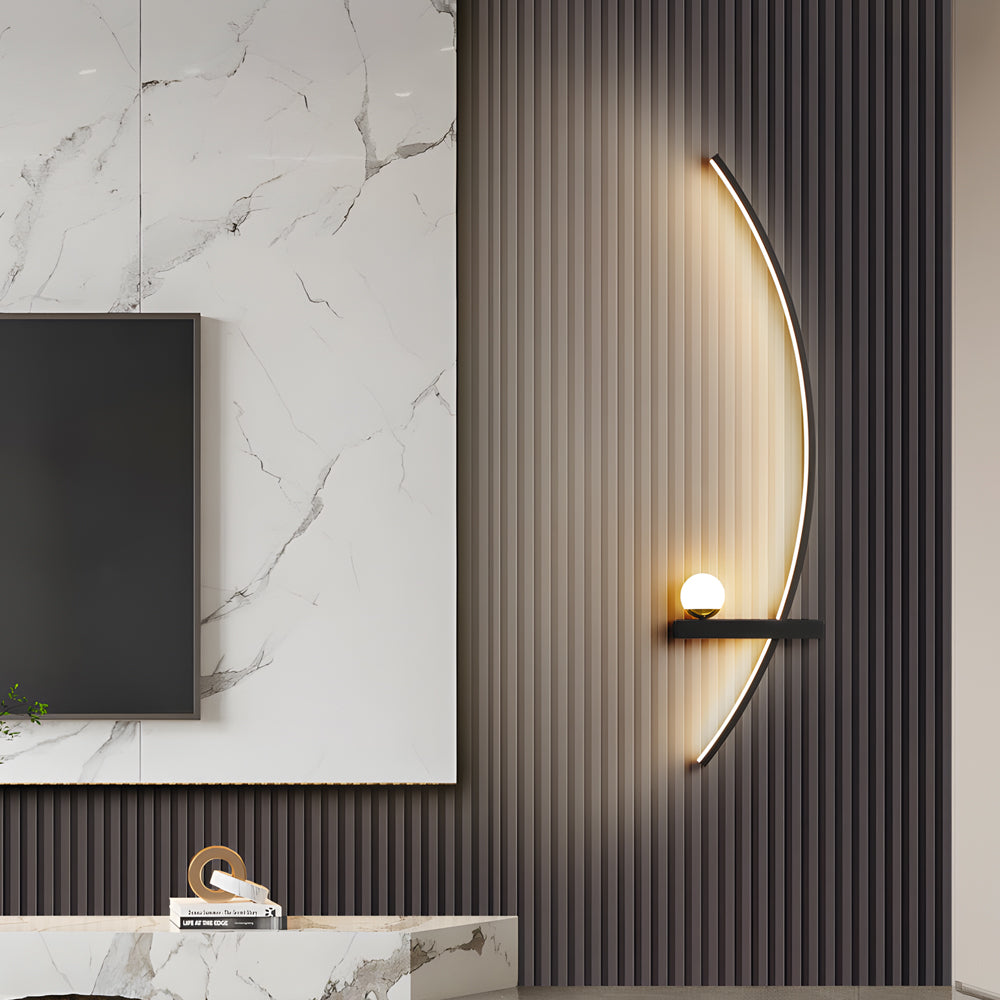 Elegant Silver Curved LED Wall Sconce for Modern Living Room Decor
