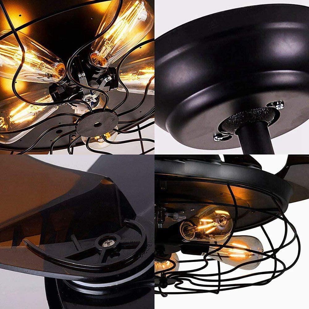 Rustic 3-Blade Retractable Ceiling Fan with Light for Farmhouse Decor