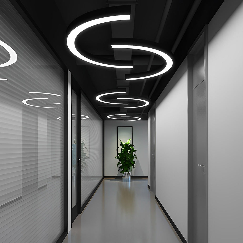 Minimalist C Shape Black Metal Pendant Light for Modern Living Spaces