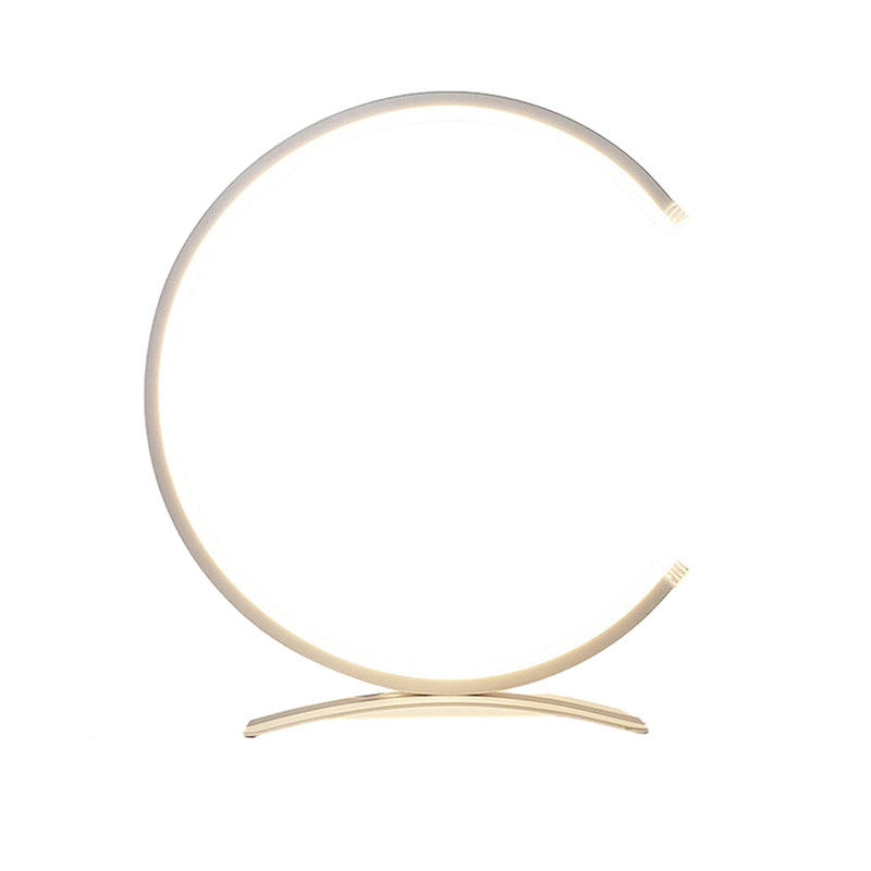 Modern White C-Shaped Touch-Control LED Table Lamp for Living Room