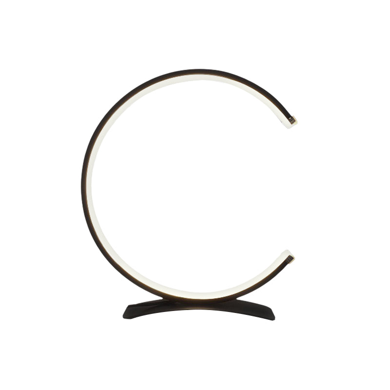 Modern C Shaped Touch-Control LED Table Lamp in Sleek Black for Living Room