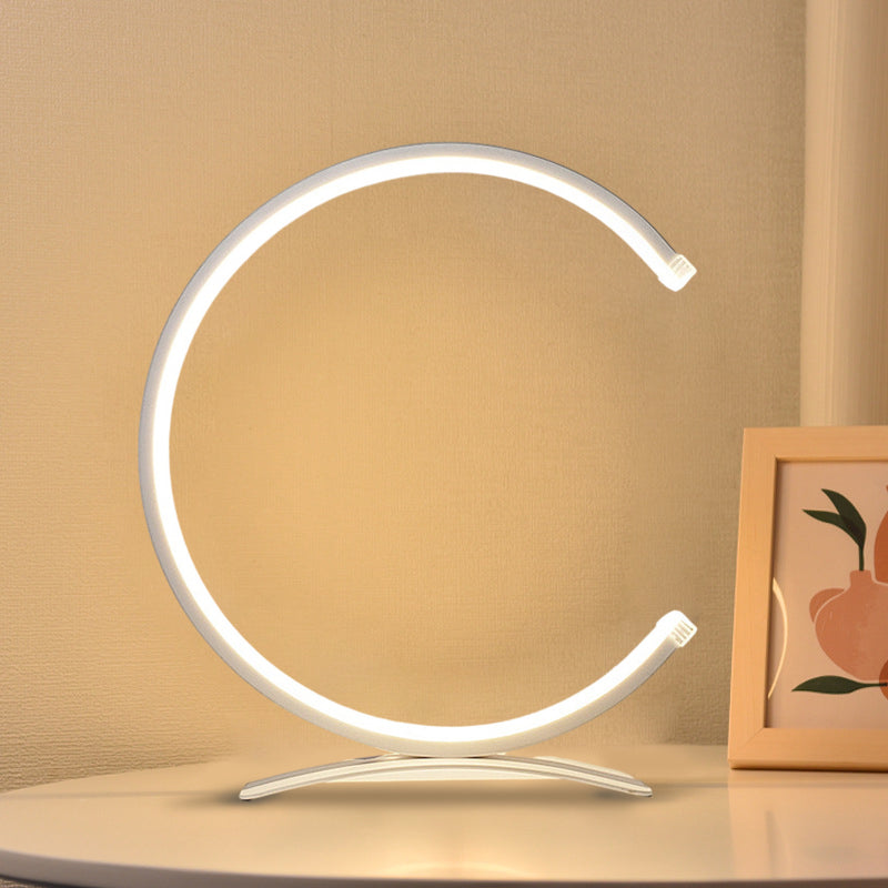 Modern C Shaped Touch-Control LED Table Lamp in Sleek Black for Living Room