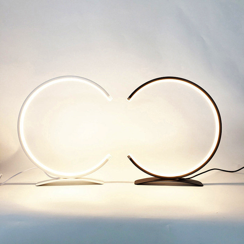 Modern White C-Shaped Touch-Control LED Table Lamp for Living Room