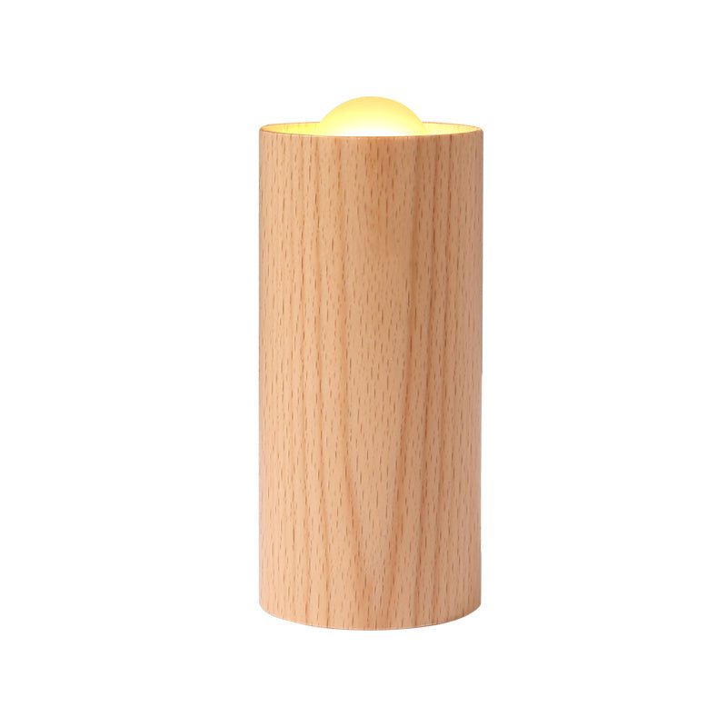 Cozy Wood Cylinder LED Table Lamp for Modern Living Room Ambiance