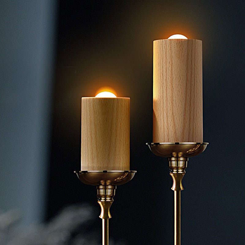 Cozy Wood Cylinder LED Table Lamp for Modern Living Room Ambiance
