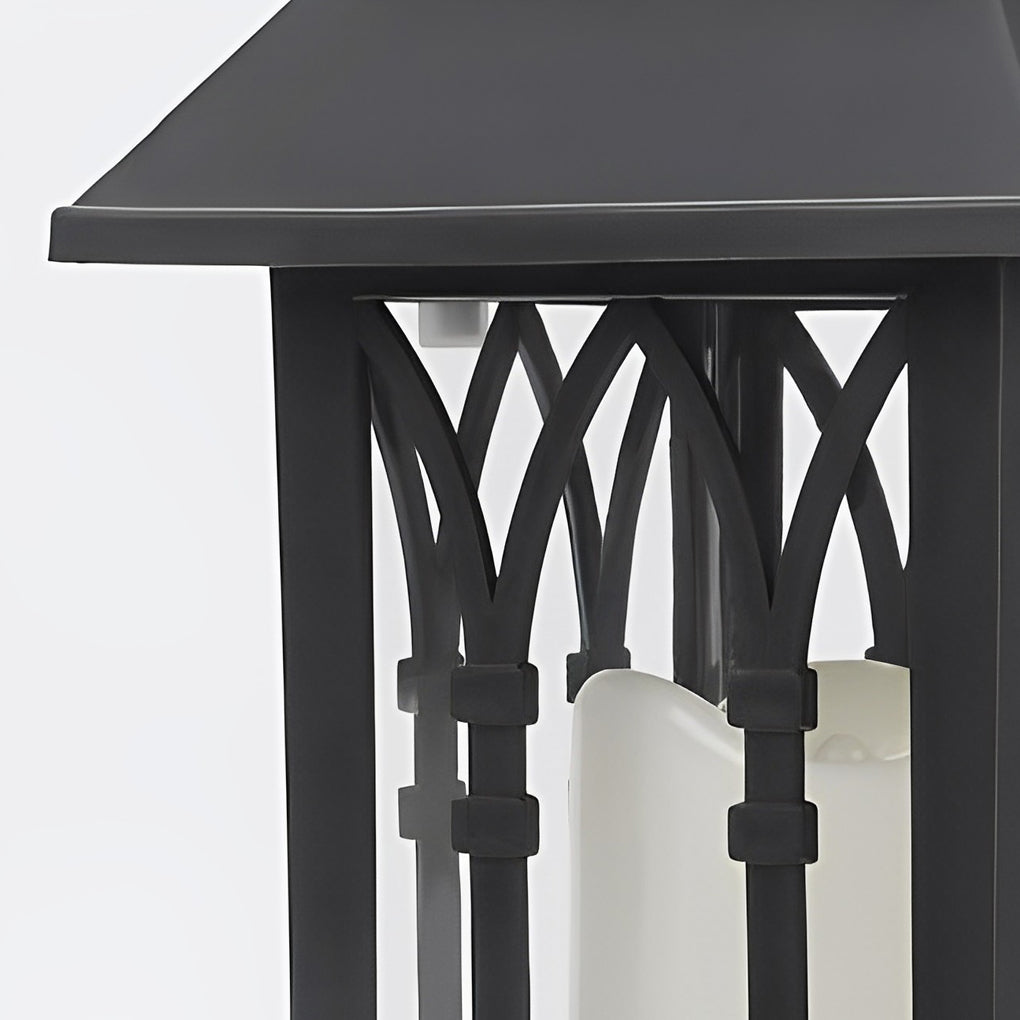 Portable Black Solar LED Candlestick Lantern for Outdoor Decor