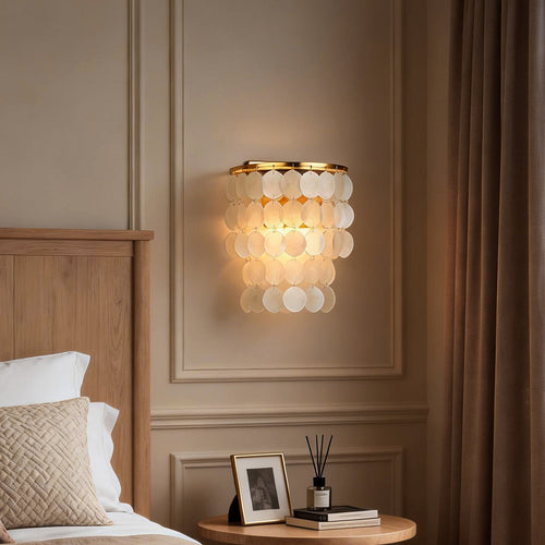 Coastal Capiz Shell LED Wall Sconces in Metallic Finish for Modern Decor
