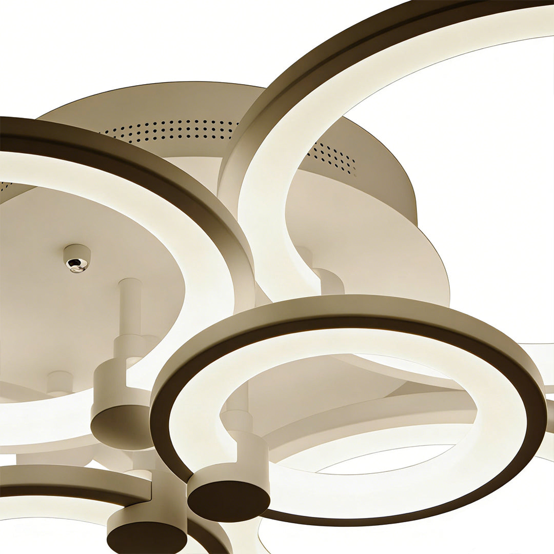 Elegant Modern Overlapping Ring Ceiling Light Fixture in Gold for Living Room