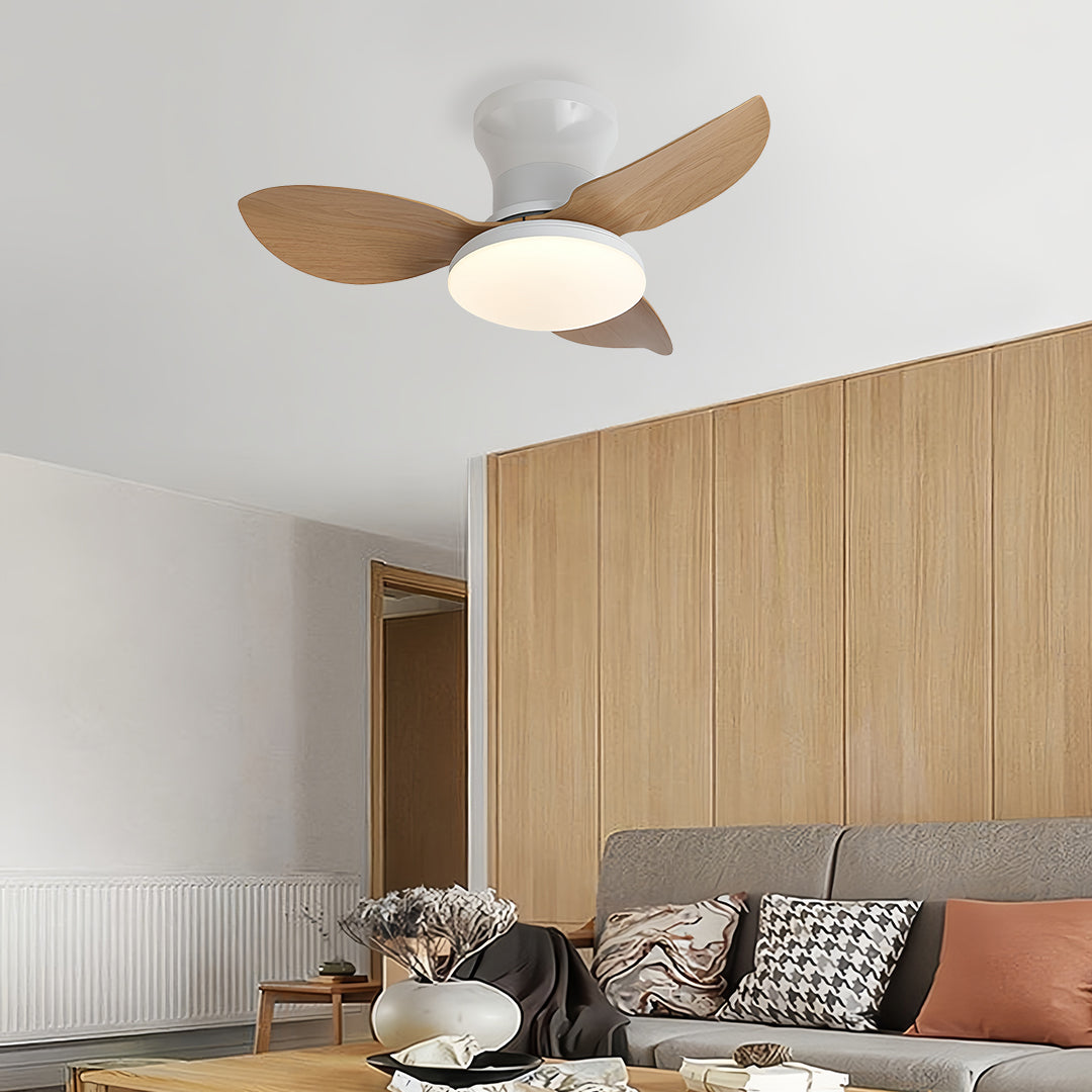 Modern White 3-Blade Ceiling Fan with Dimmer Light and Remote Control for Bedroom