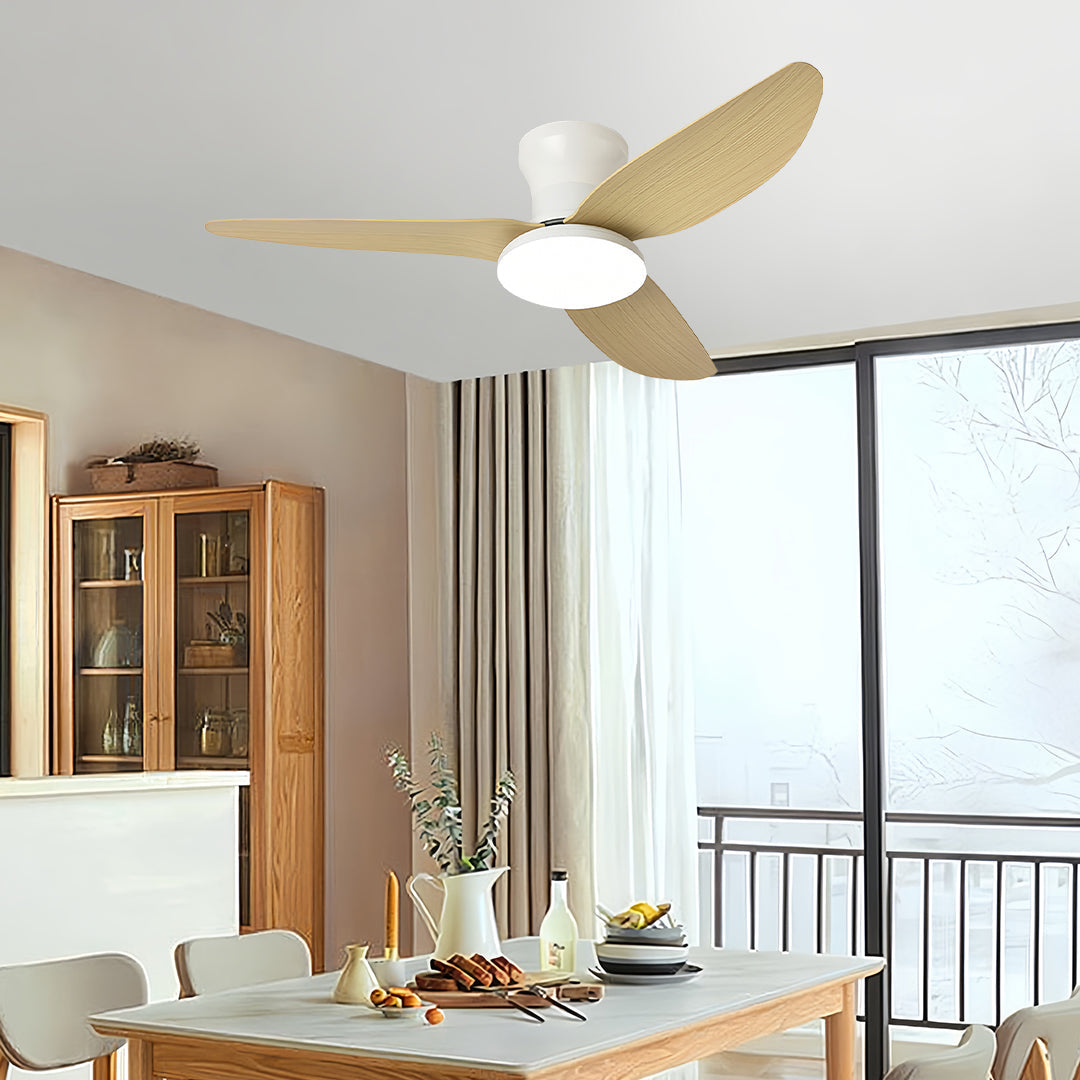 Modern White 3-Blade Ceiling Fan with Dimmer Light and Remote Control for Bedroom