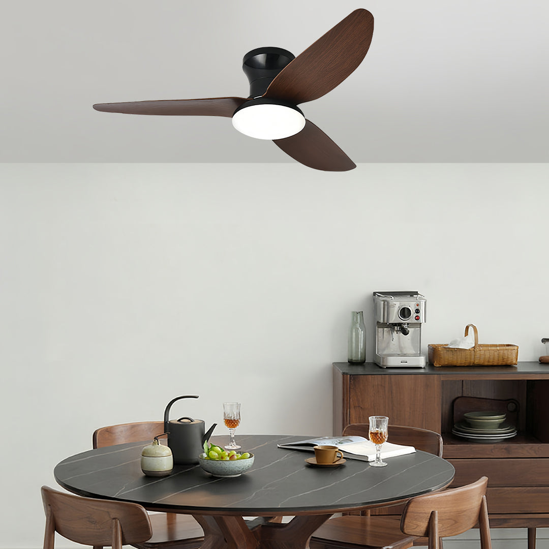 Modern White 3-Blade Ceiling Fan with Dimmer Light and Remote Control for Bedroom
