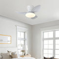Modern White 3-Blade Ceiling Fan with Dimmer Light and Remote Control for Bedroom