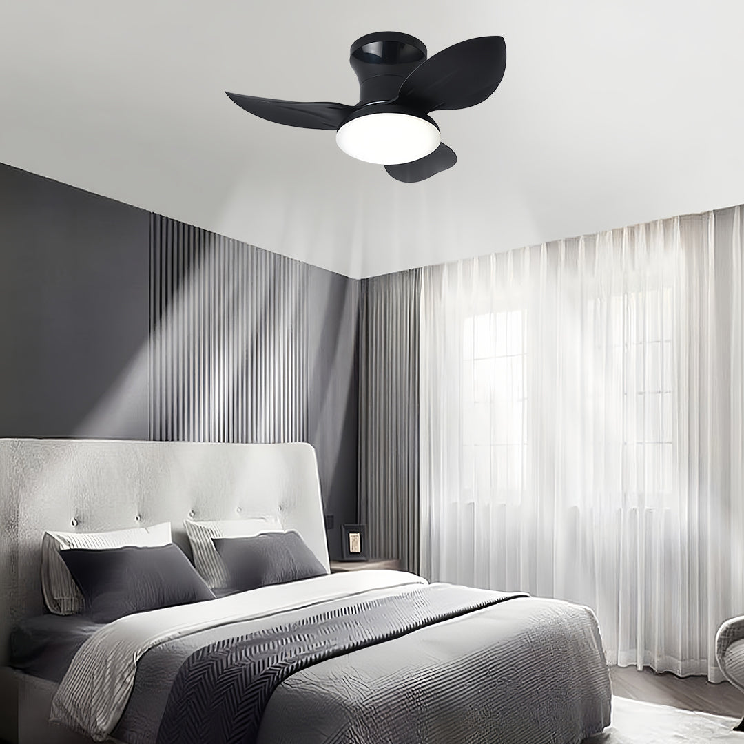 Modern White 3-Blade Ceiling Fan with Dimmer Light and Remote Control for Bedroom