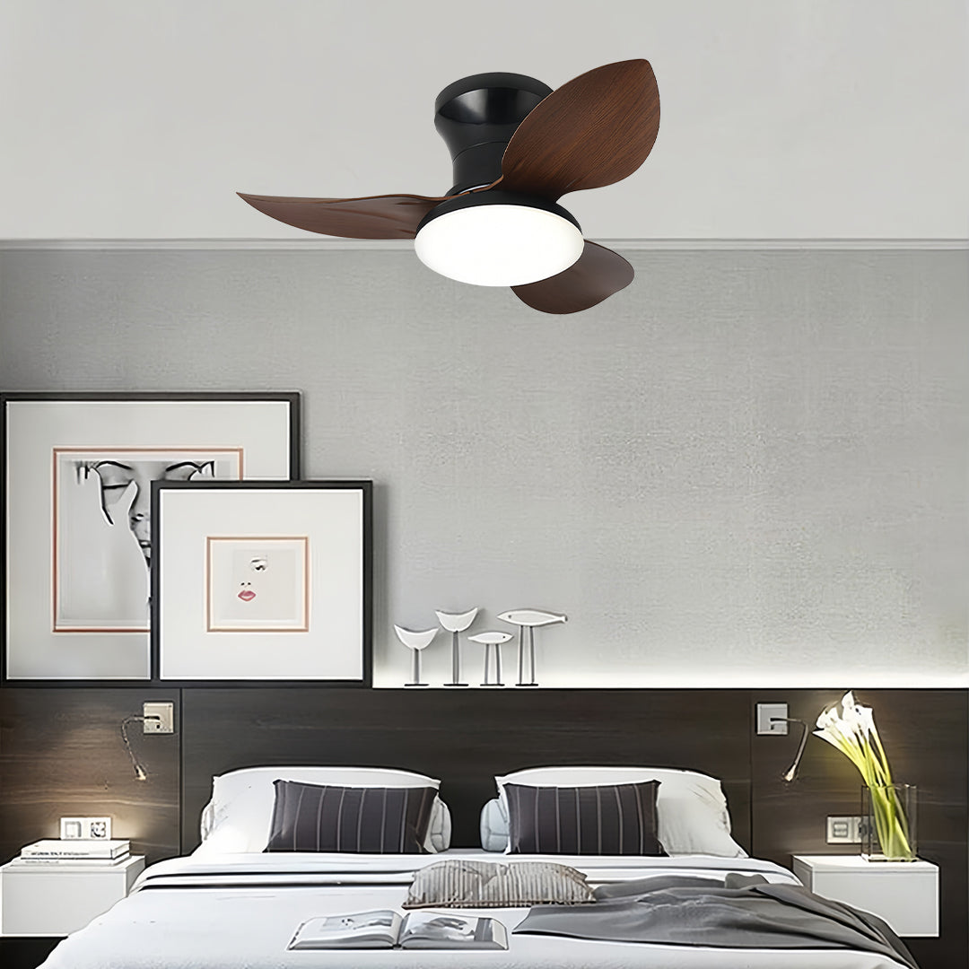 Modern White 3-Blade Ceiling Fan with Dimmer Light and Remote Control for Bedroom