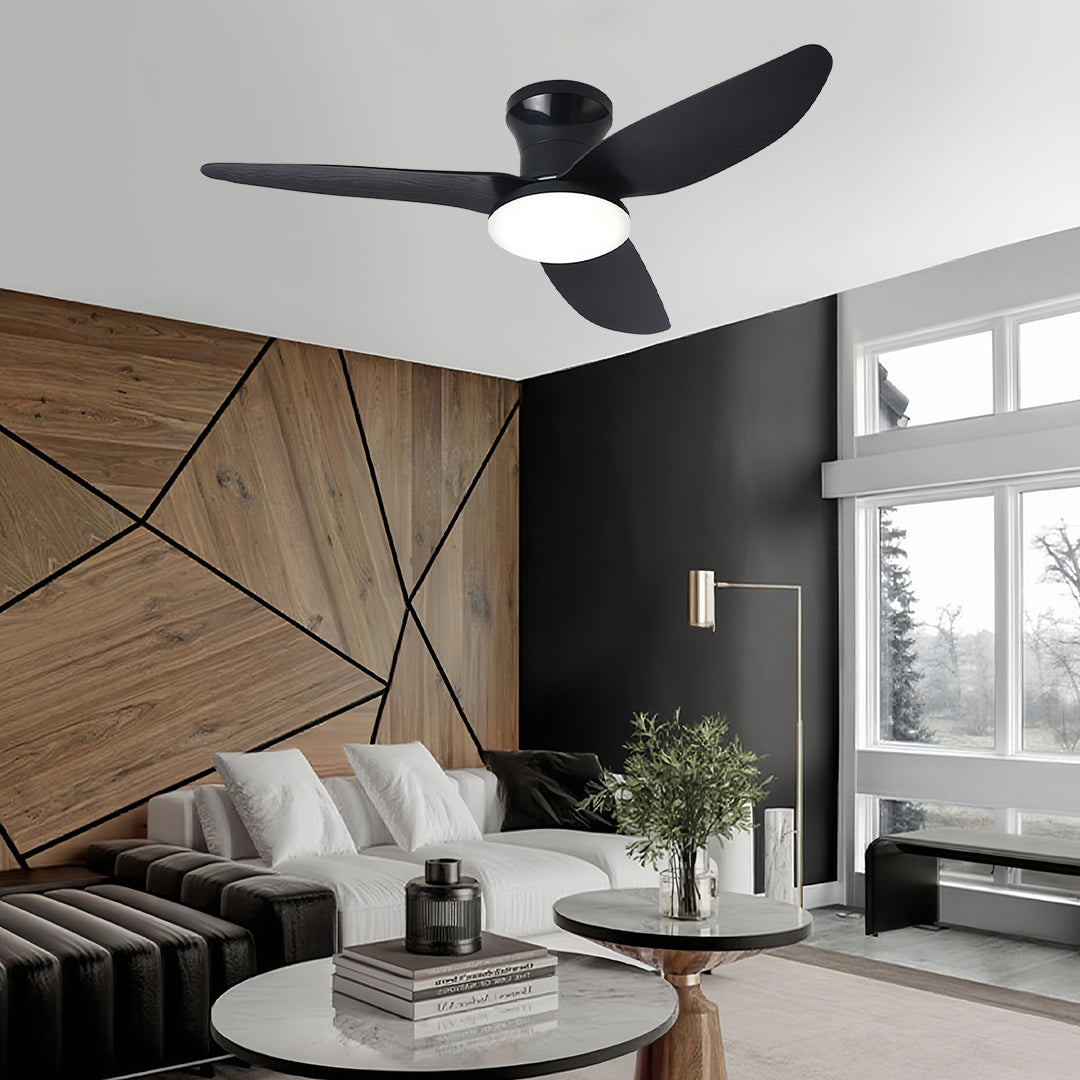 Modern White 3-Blade Ceiling Fan with Dimmer Light and Remote Control for Bedroom