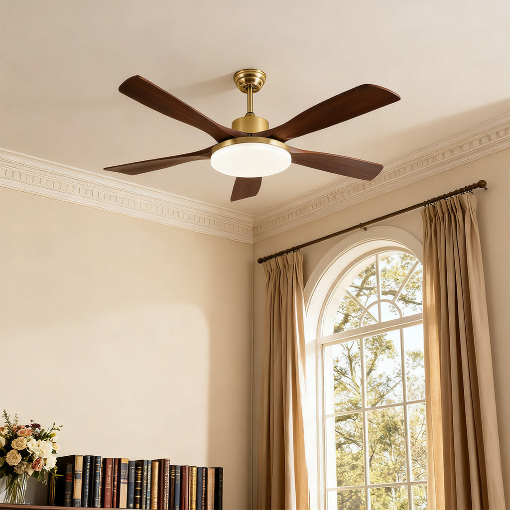 Rustic Wooden 3-Blade Ceiling Fan with Remote Control & Light for Living Room