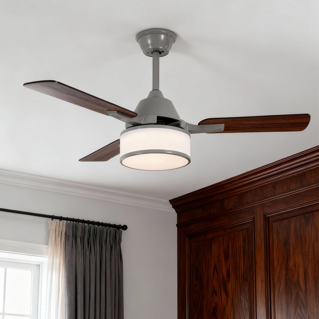 European Retro Fabric Shade Ceiling Fan Light for Living Room Décor