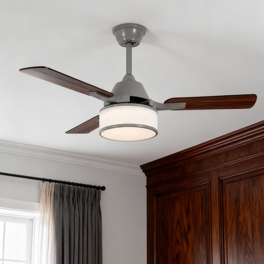 European Retro Fabric Shade Ceiling Fan Light for Living Room Décor