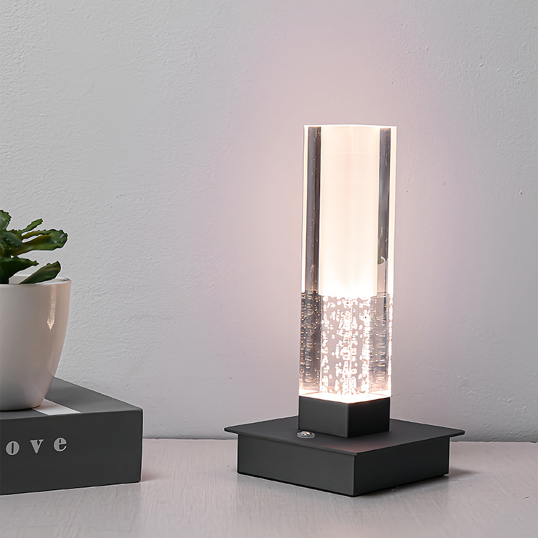 Cordless Modern Square Bubble LED Table Lamp for Bedroom Nightstand