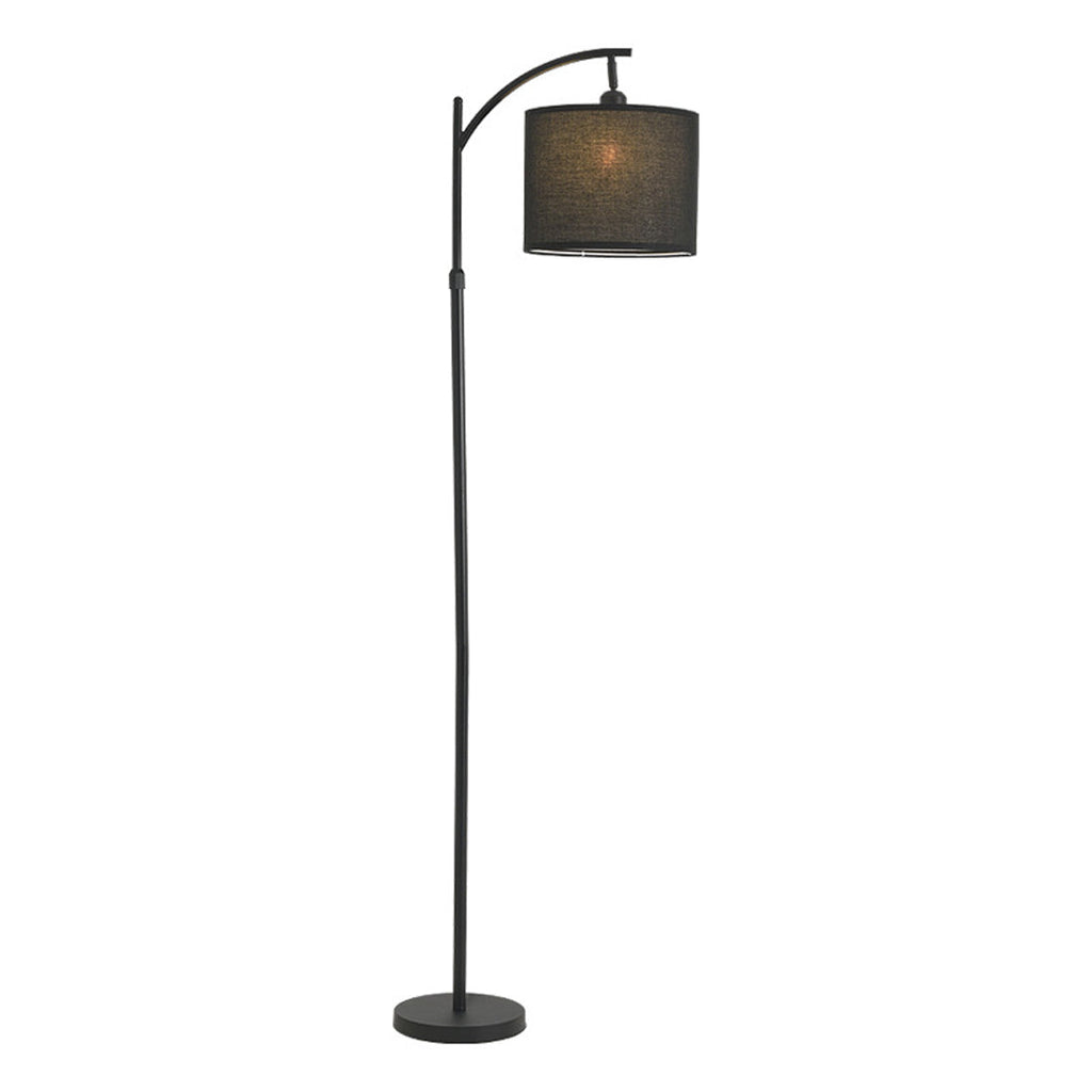 Minimalist White Fabric Shade Arc Floor Lamp in Modern Metal for Living Room