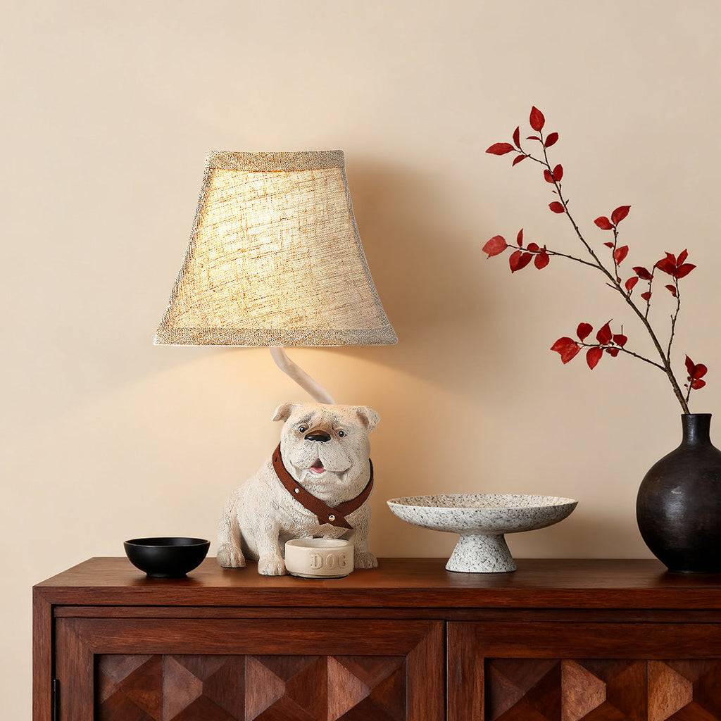 Elegant Mid-Century White Resin Dog Table Lamp for Living Room Decor