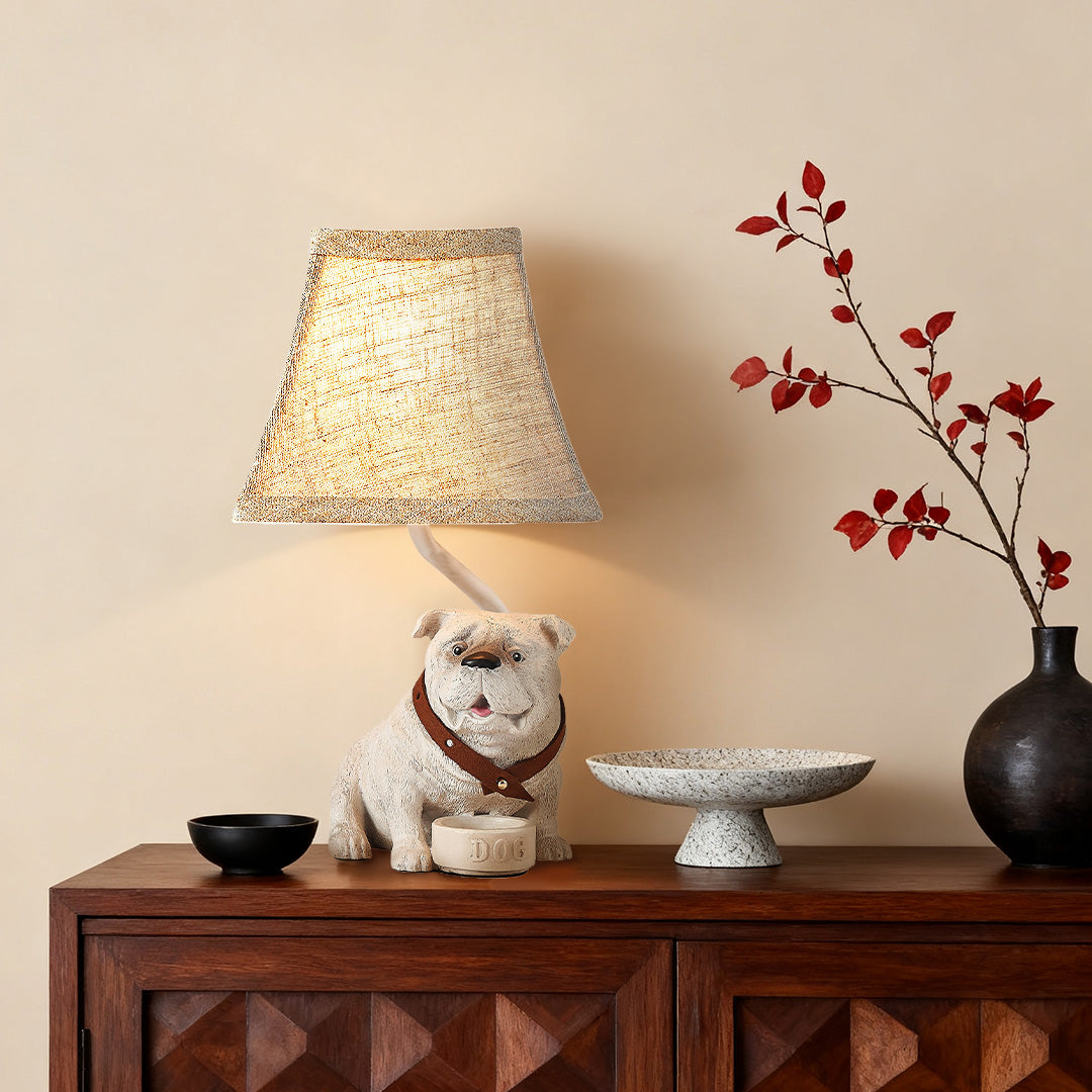 Elegant Mid-Century White Resin Dog Table Lamp for Living Room Decor