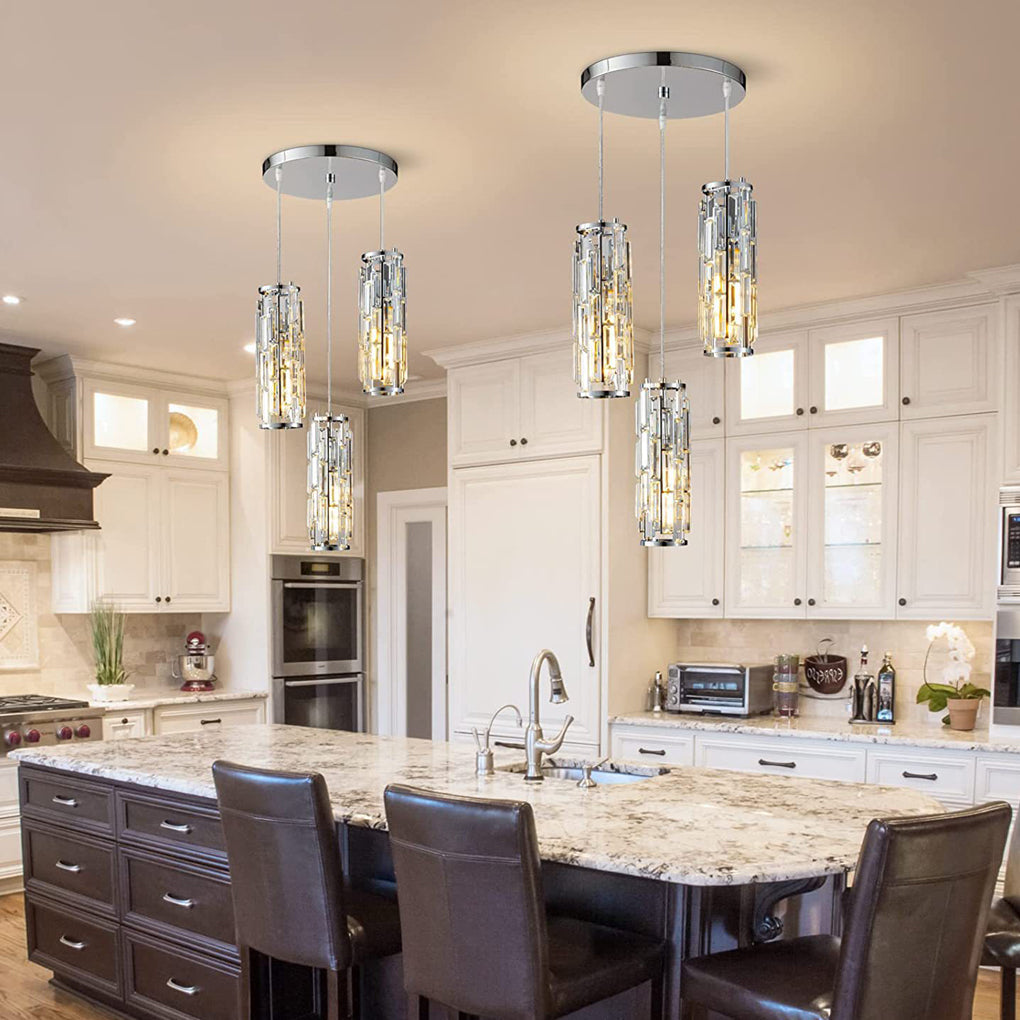 Elegant Mini Crystal Pendant Light Fixture for Kitchen or Dining Room