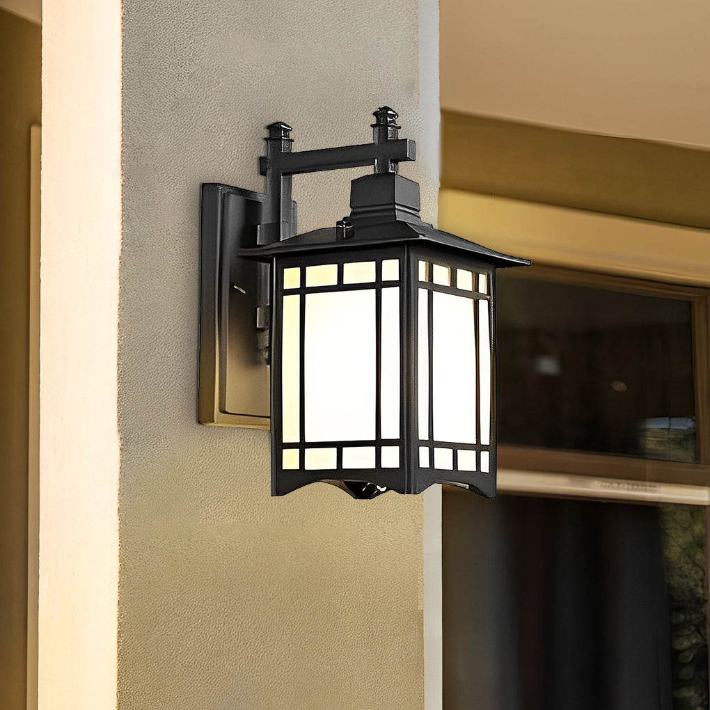 Vintage Industrial LED Lantern Wall Sconce in Die-Cast Aluminum for Entryway