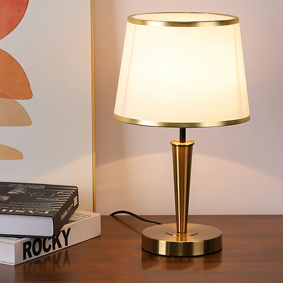 Elegant Modern Brass Table Lamp with Fabric Shade for Home Decor