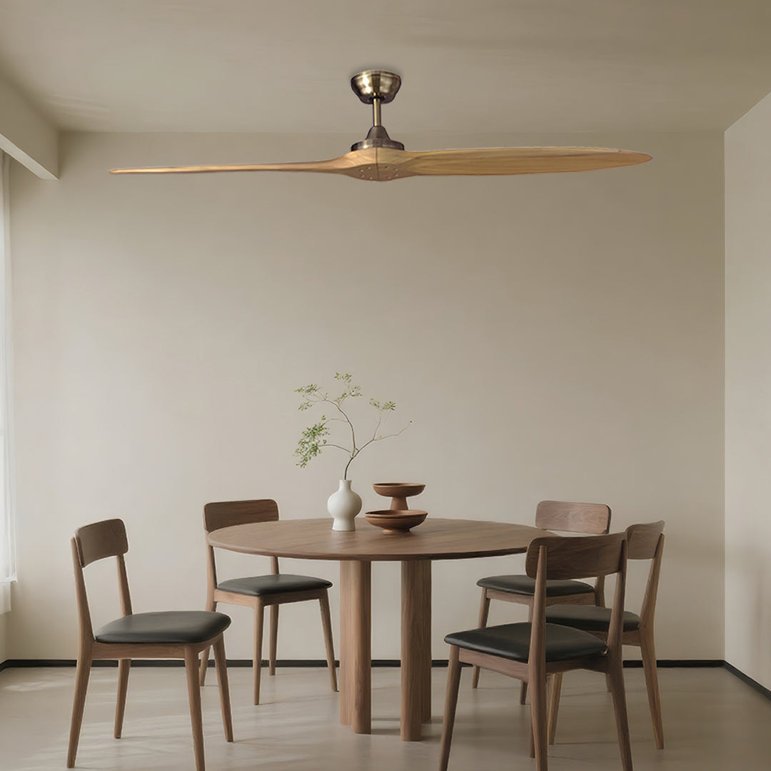 Large Modern Wood Propeller Ceiling Fan with Remote for Living Room
