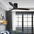 Rustic Wood Three-Blade LED Ceiling Fan with Remote Control for Living Room
