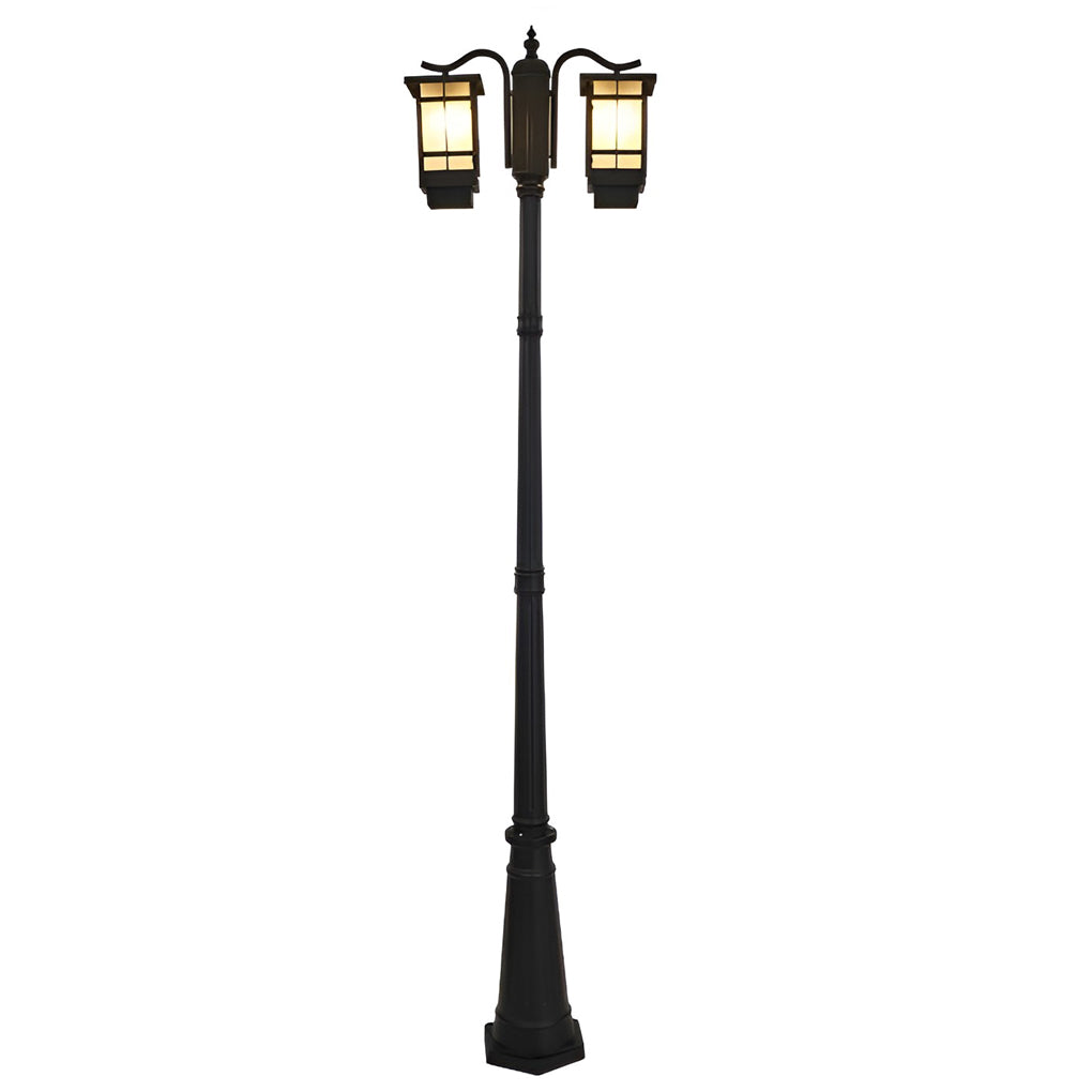 Modern Black Waterproof Double Head Outdoor Post Light Fixture for Gardens