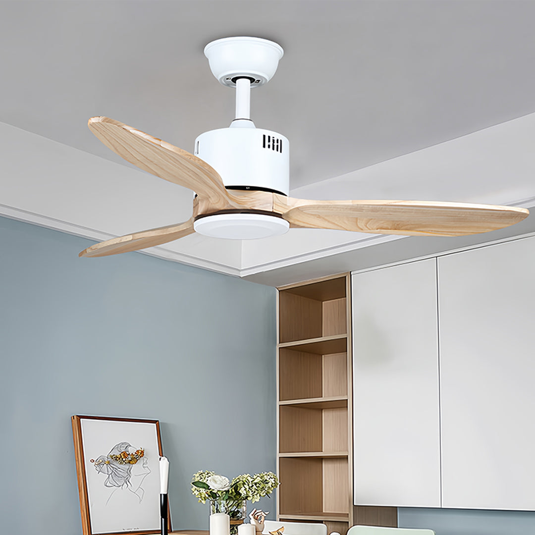 Rustic Wood Flush Mount Ceiling Fan with Light - Modern DC Motor Fandelier