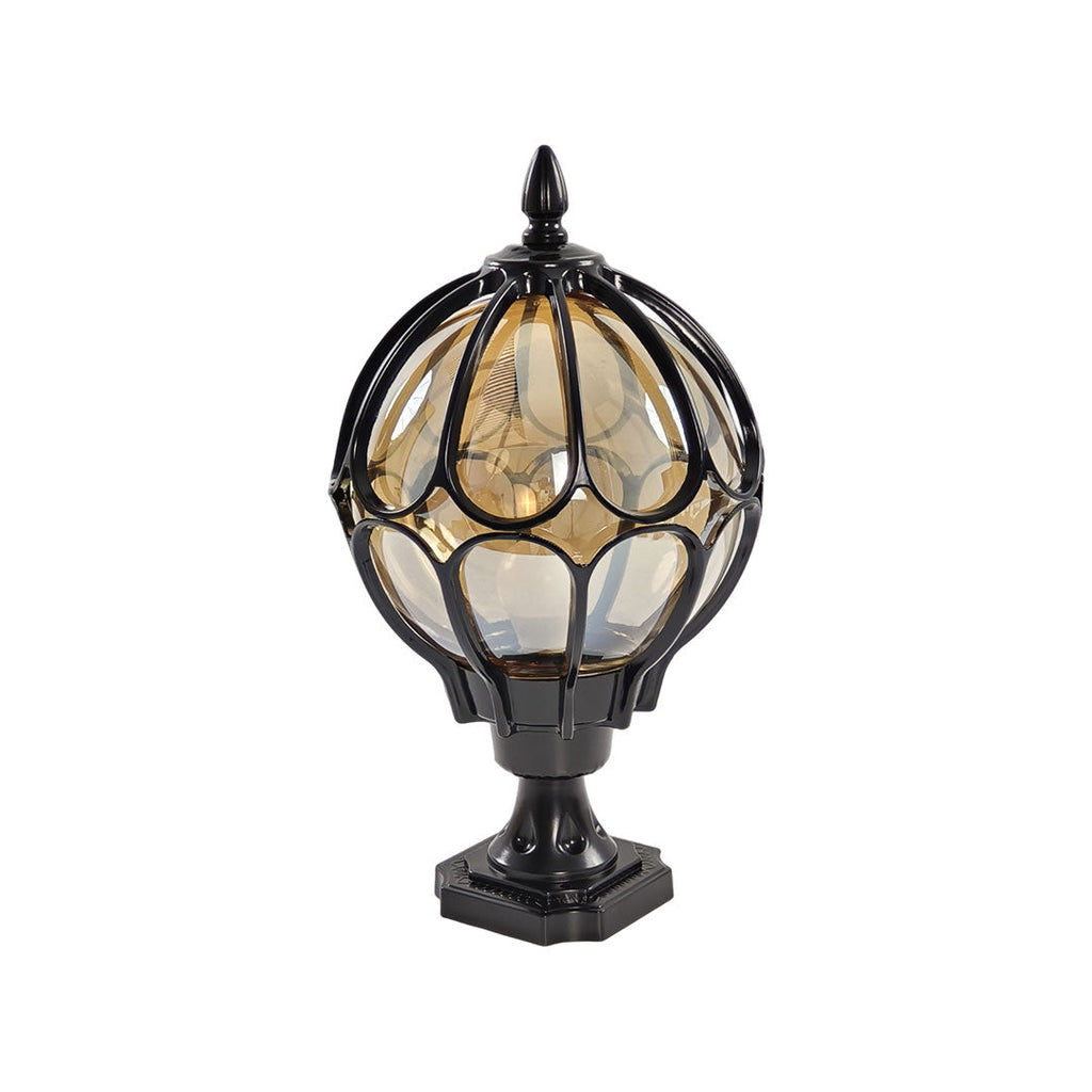 Vintage Copper-Finished Glass Globe Outdoor Post Light for Patios & Yards