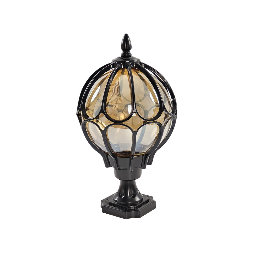 Vintage Copper-Finished Glass Globe Outdoor Post Light for Patios & Yards
