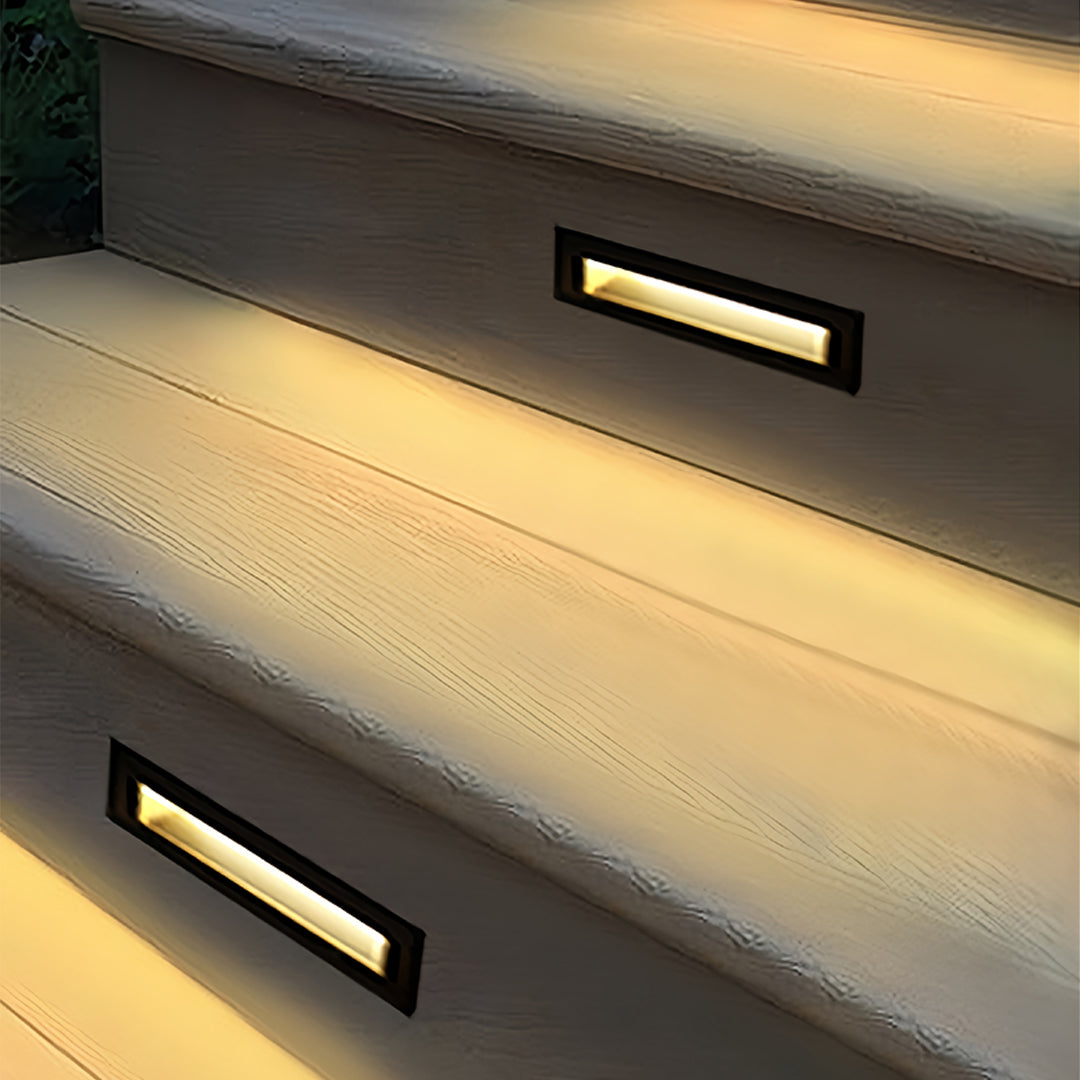 Modern Minimalist Embedded LED Step Lights for Outdoor Stairs – Black Finish