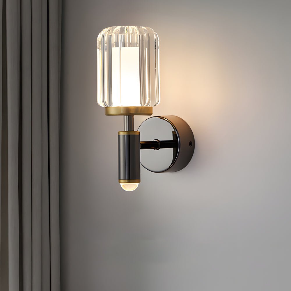 Modern Clear Acrylic Wall Sconce - Aluminum Arm Light for Living Room