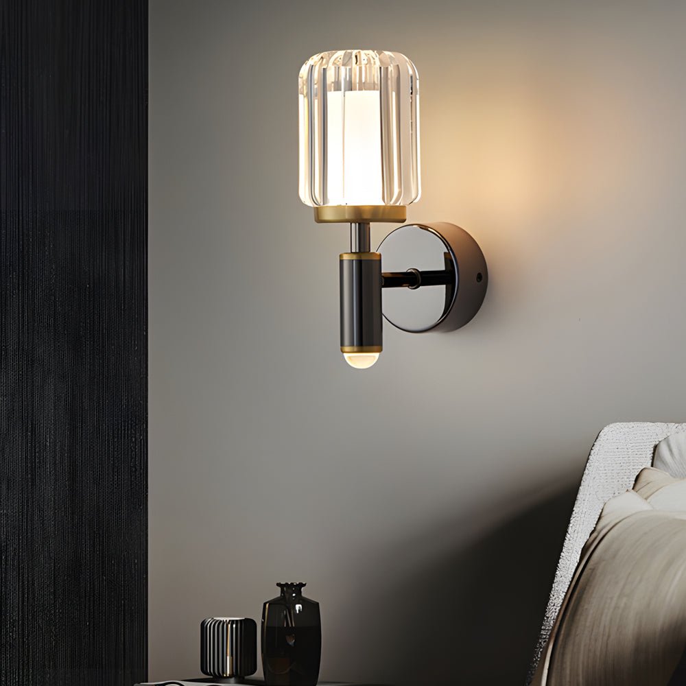 Modern Clear Acrylic Wall Sconce - Aluminum Arm Light for Living Room