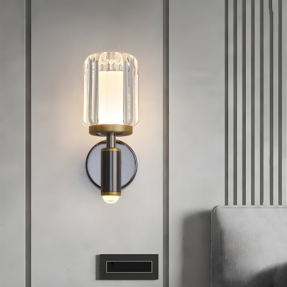 Modern Clear Acrylic Wall Sconce - Aluminum Arm Light for Living Room