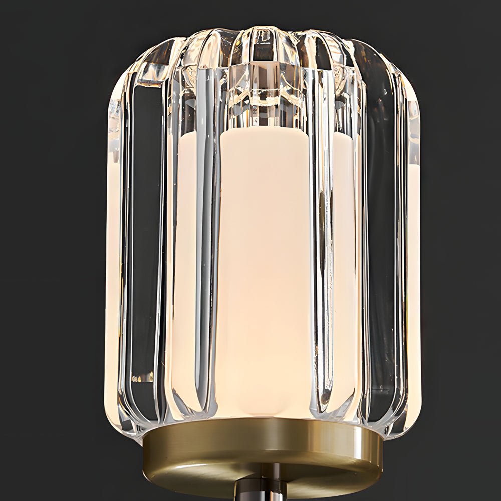 Modern Clear Acrylic Wall Sconce - Aluminum Arm Light for Living Room