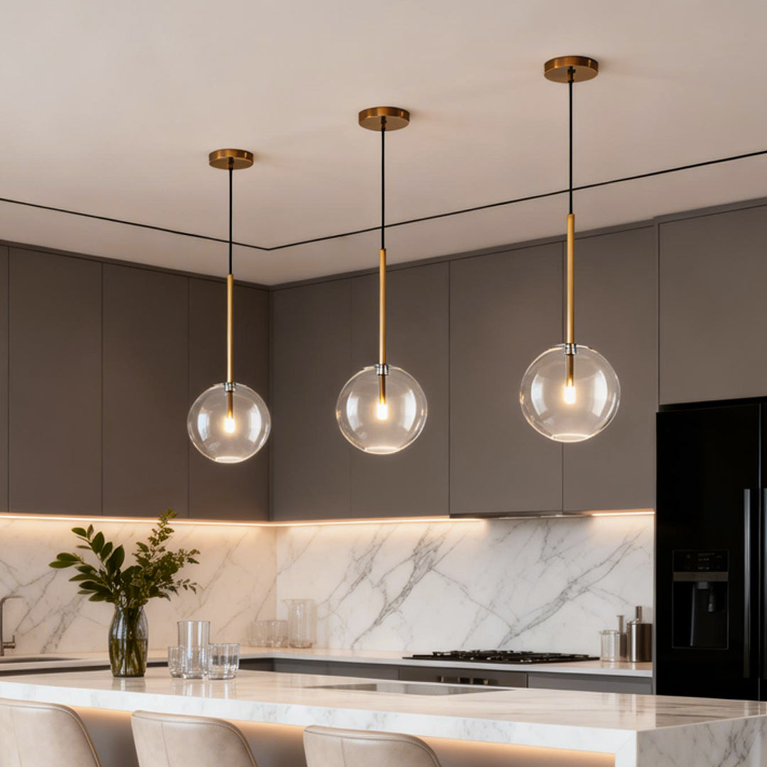 Nordic Clear Glass Globe Pendant Light Fixture for Modern Living Rooms