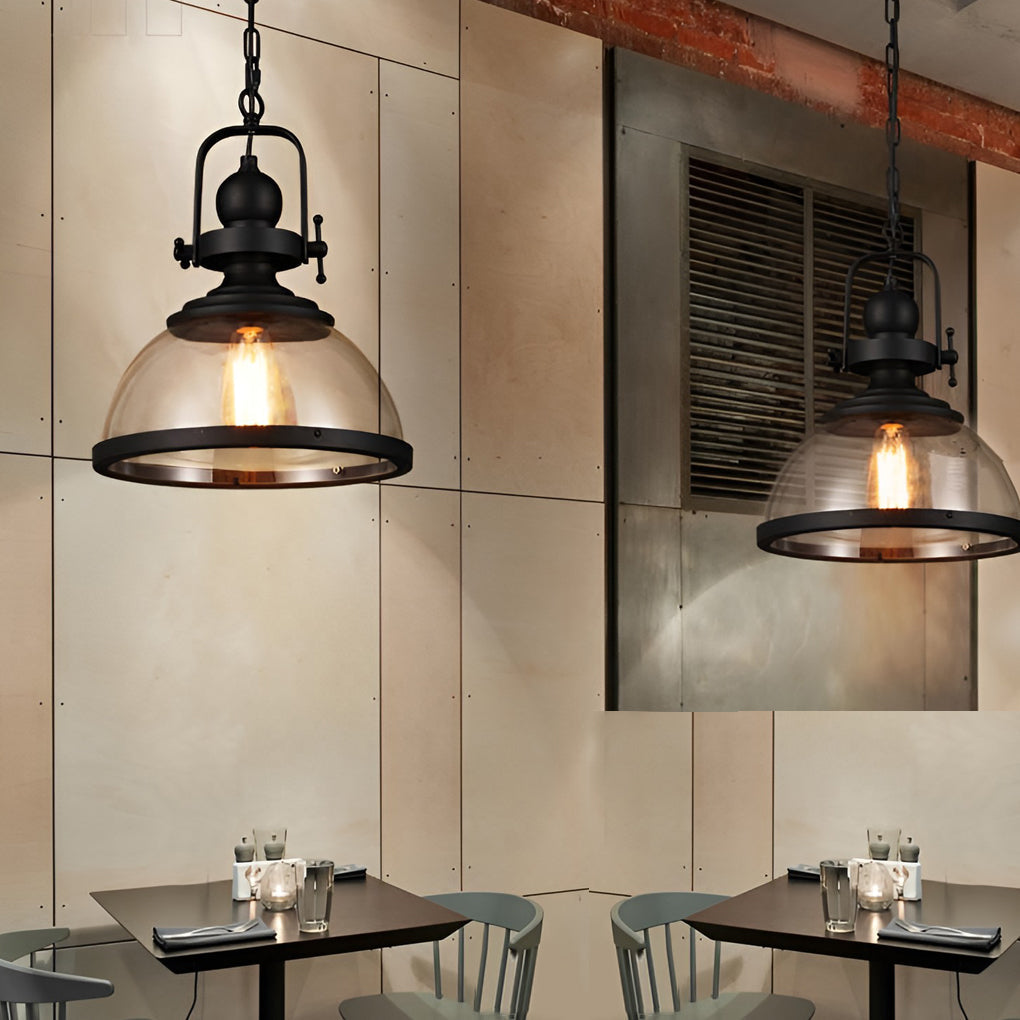Vintage Clear Glass Pendant Light Fixture for Industrial Dining Room
