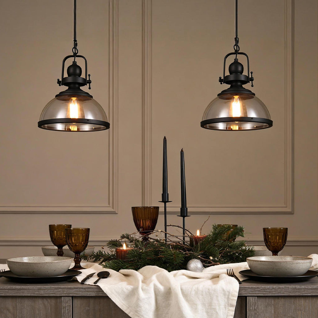 Vintage Clear Glass Pendant Light Fixture for Industrial Dining Room