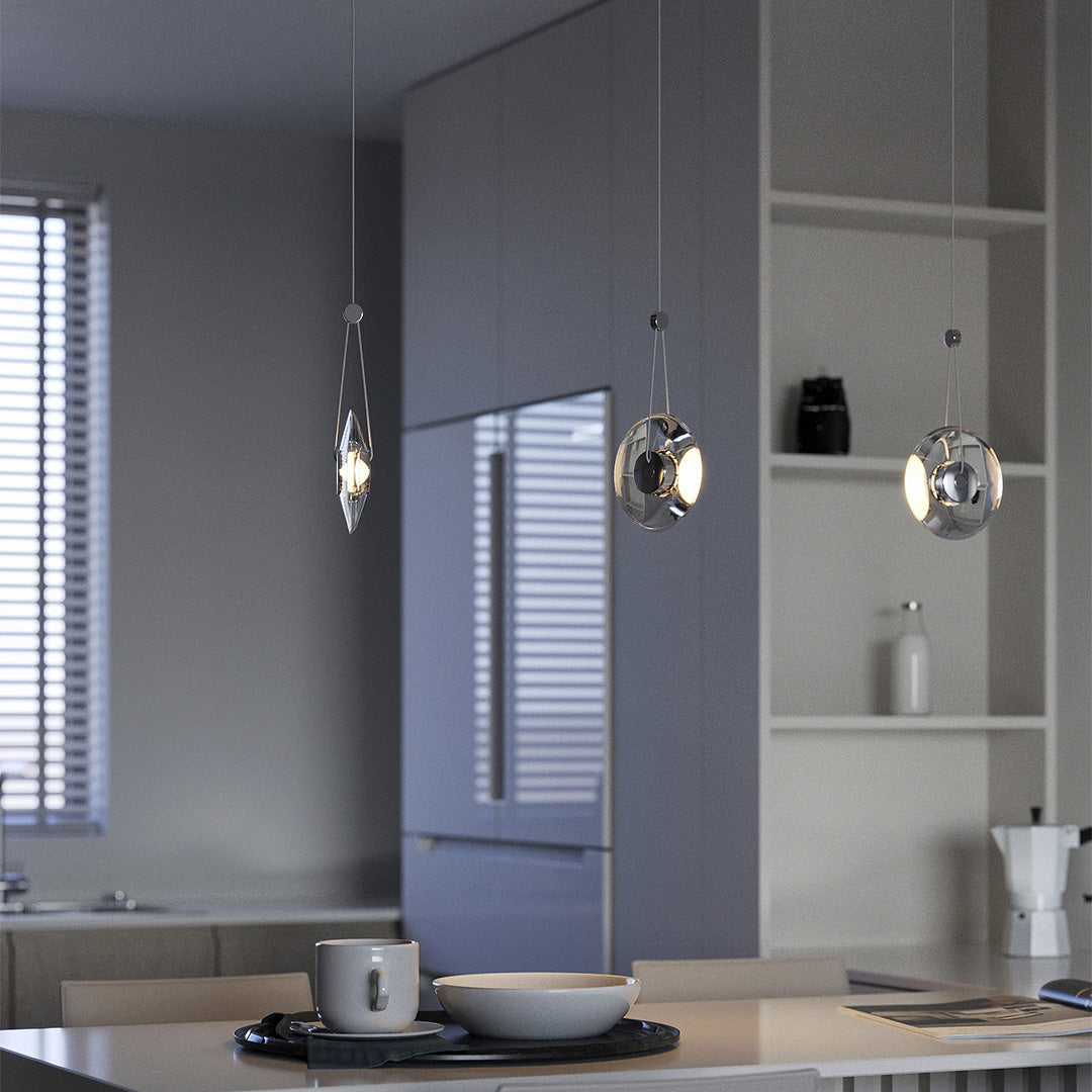 Clear Glass Modern Minimalist Pendant Light Fixture for Kitchen Dining Room
