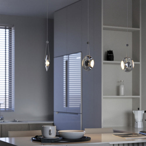 Clear Glass Modern Minimalist Pendant Light Fixture for Kitchen Dining Room