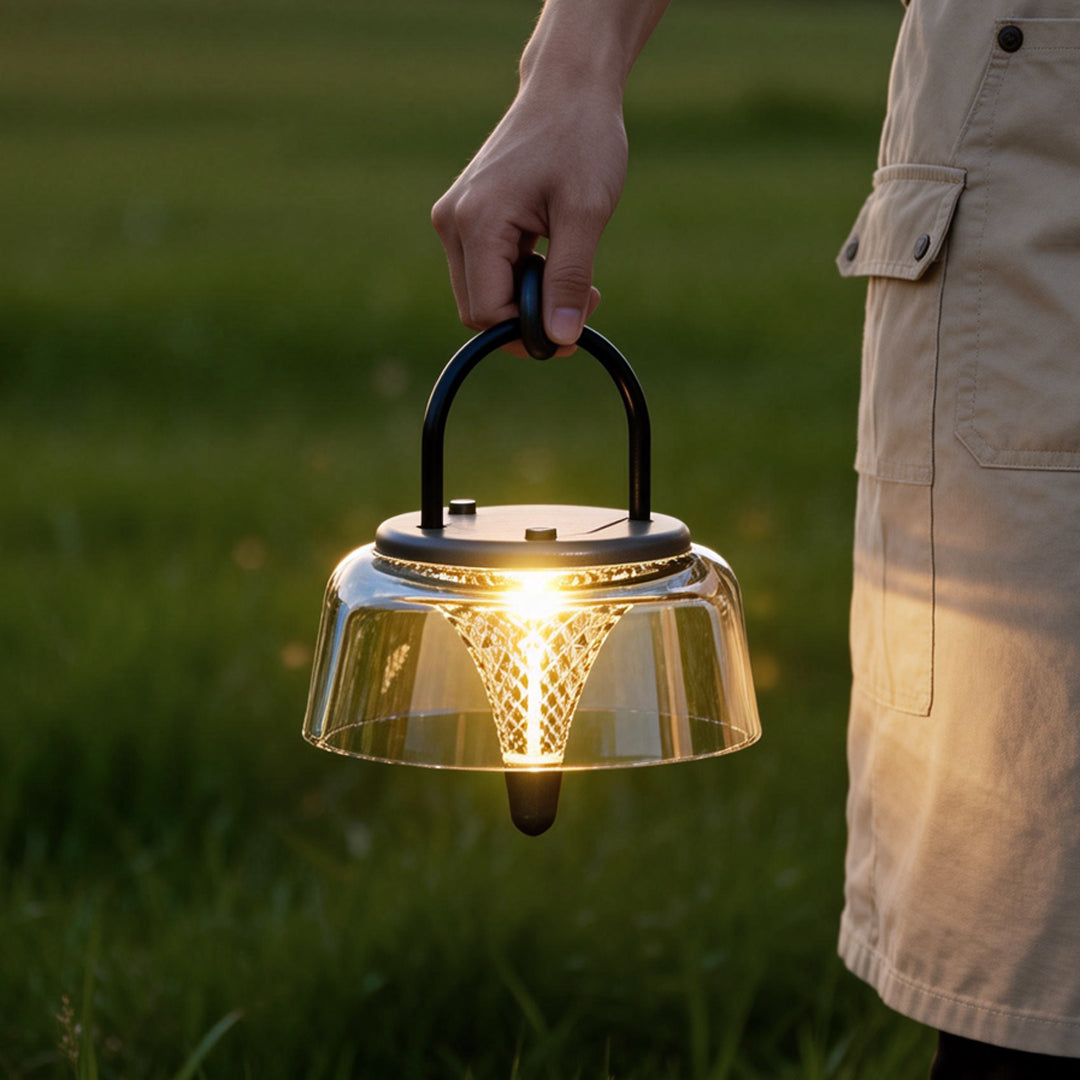 Solar-Powered Clear Glass Pendant Light Fixture for Outdoor Spaces