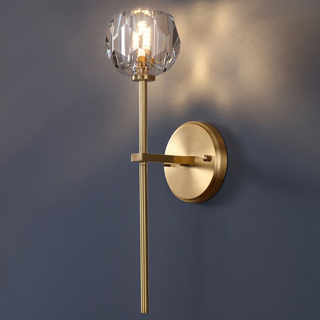 Elegant Gold-Plated Crystal Wall Sconce with Shade for Living Room