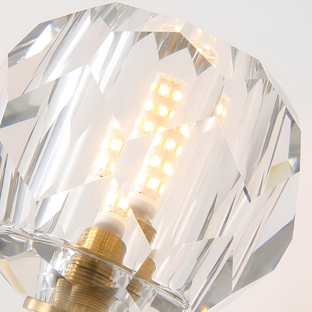Elegant Gold-Plated Crystal Wall Sconce with Shade for Living Room