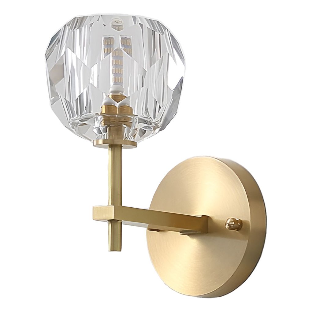 Elegant Gold-Plated Crystal Wall Sconce with Shade for Living Room