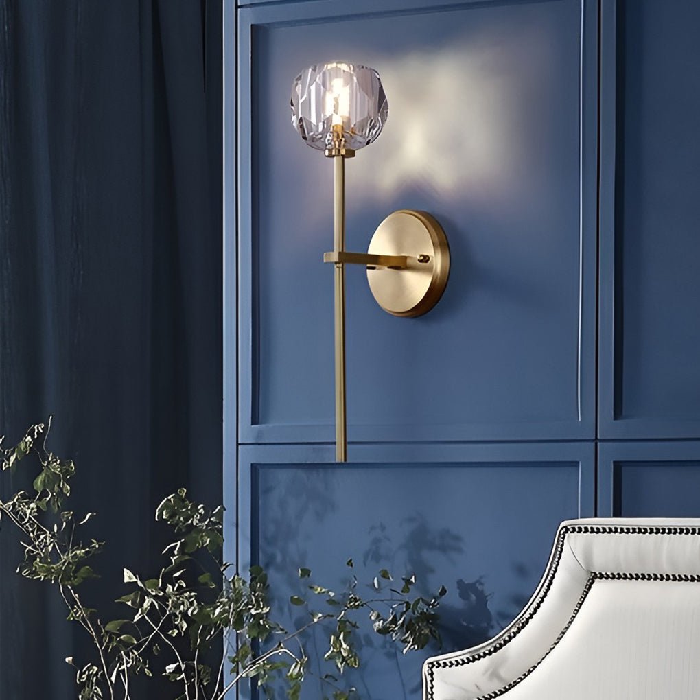 Elegant Gold-Plated Crystal Wall Sconce with Shade for Living Room